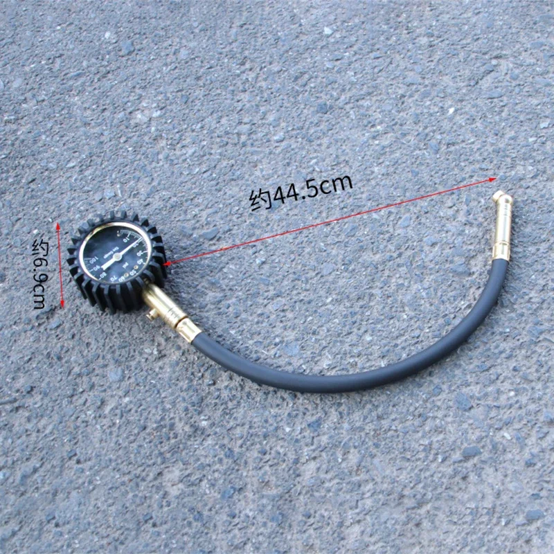 Tyre Pressure Gauge, 100PSI Dial Gauge Meter for Car With Flexible Hose Protective Rubber Guard
