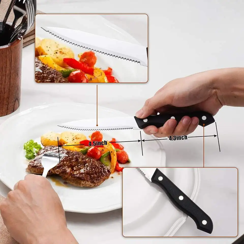 Restaurant Hotel Silverware 12 Piece Box Gift Cutlery Stainless Steel Steak Knives And Dinner Forks Flatware Set