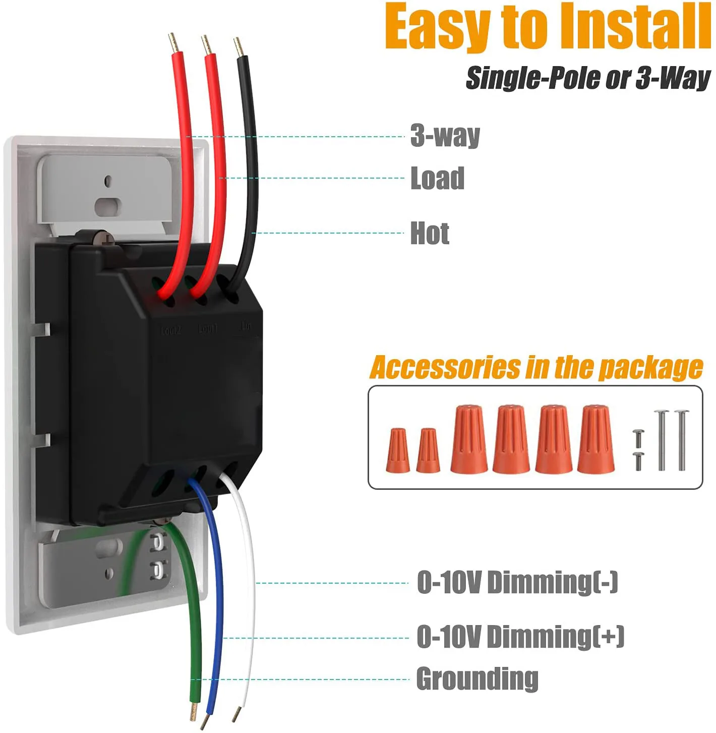 Keygma 600W Single Pole 60Hz Wall Light Dimmer Switch For USA Market with ETL Certificate