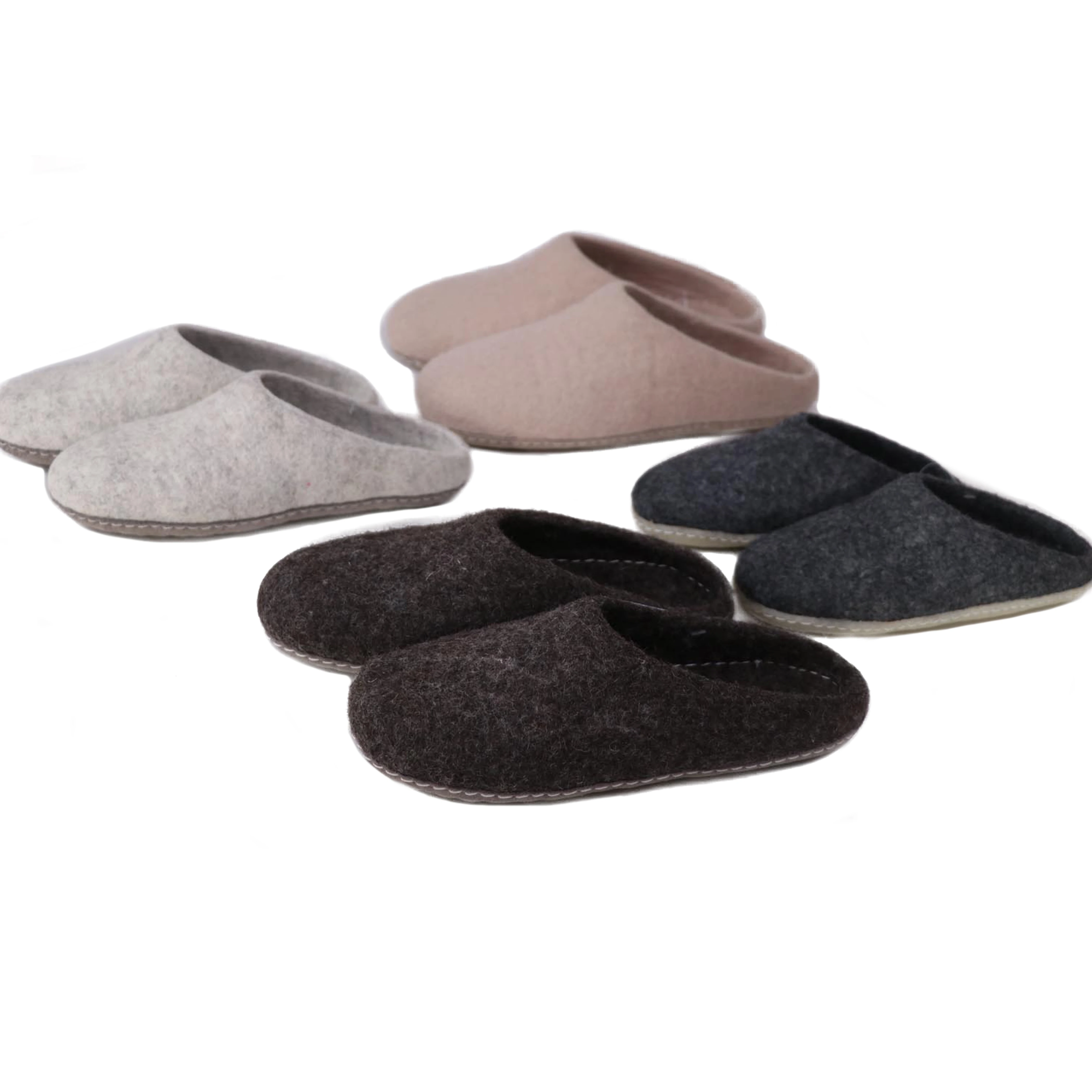 Non Slippery Plain Unisex Felt Slippers Handmade using Merino Wool