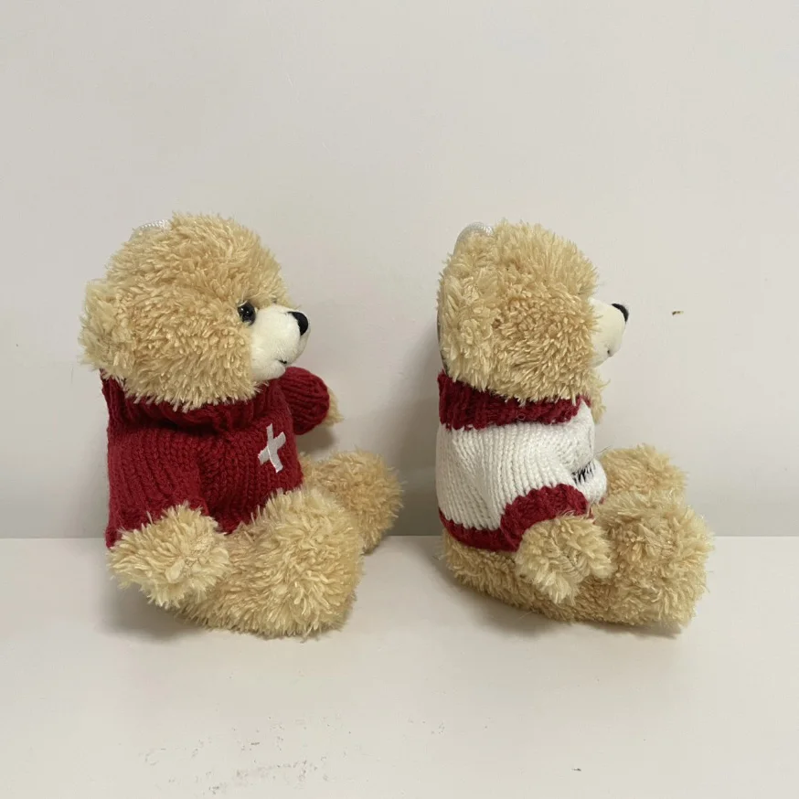 Customized sublimated logo plush teddy bear with red t shirt stuffed cartoon sitting bear with T-shirt Plush dolls kids Gift