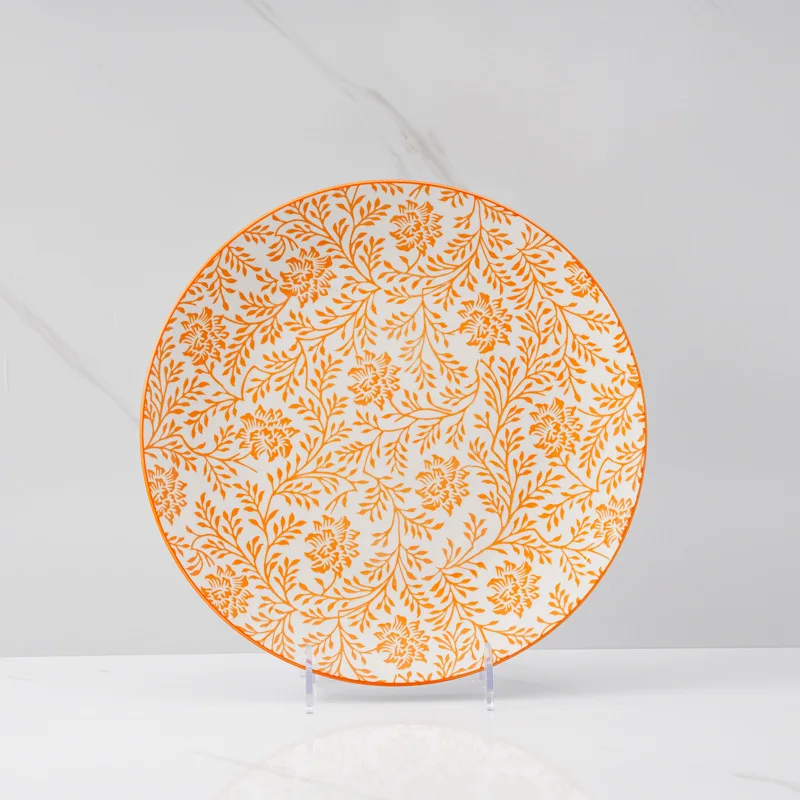 Hot sale wholesale porcelain decal tableware set moon disk fruit plate rice bowl set Japanese style ceramic print tableware set