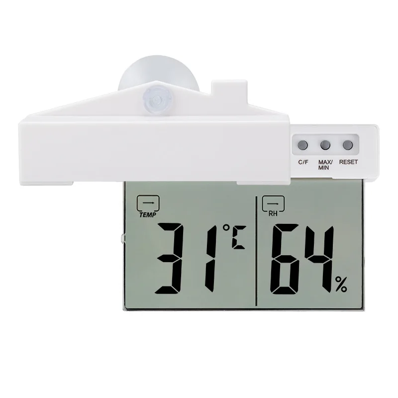 HTM78 House Shape Indoor Outdoor Household Max Min Digital Window Thermometer With Suction Cup