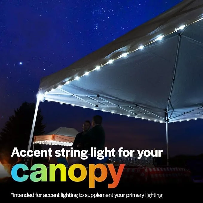 Outdoor LED Awning Tent Light String 40ft White Shade Instant Pop-up Canopy 25.4cm x 25.4cm Camping Tent with White Shade Light