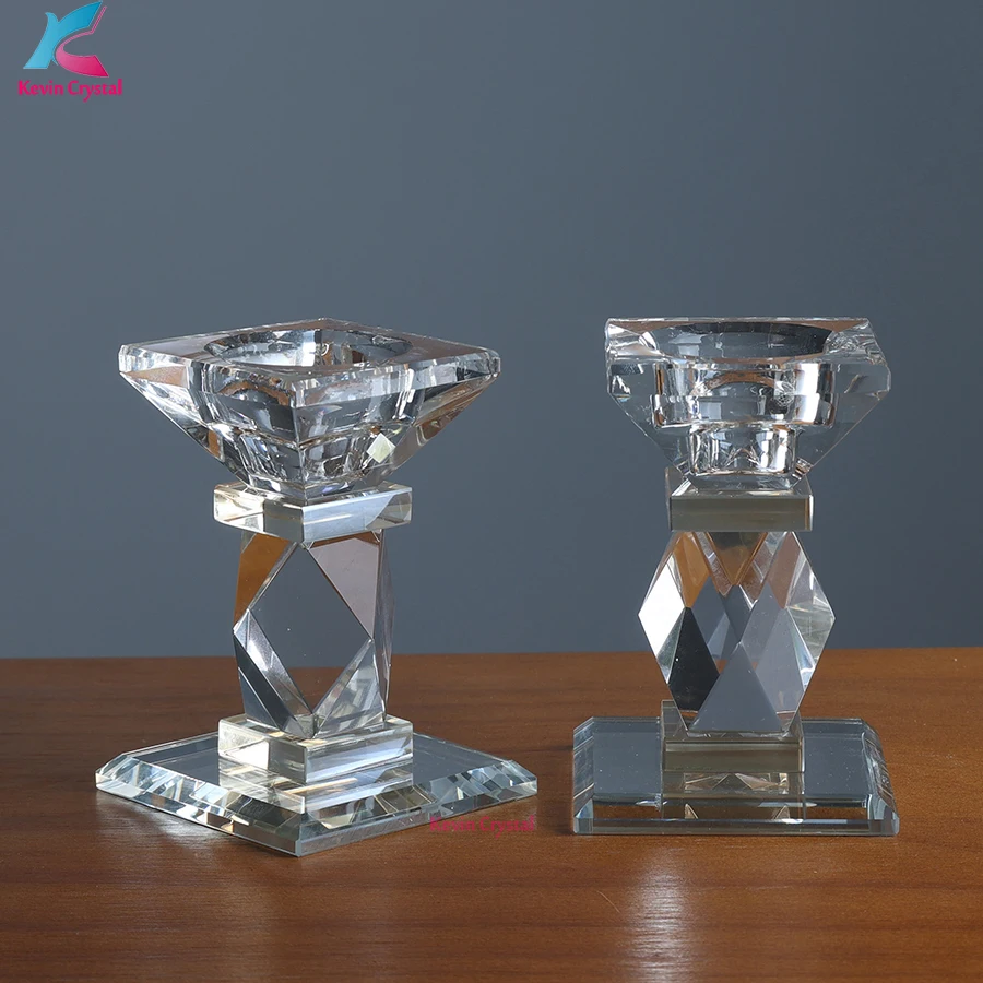 modern custom crystal candle holder glass candelabra for holiday decoration