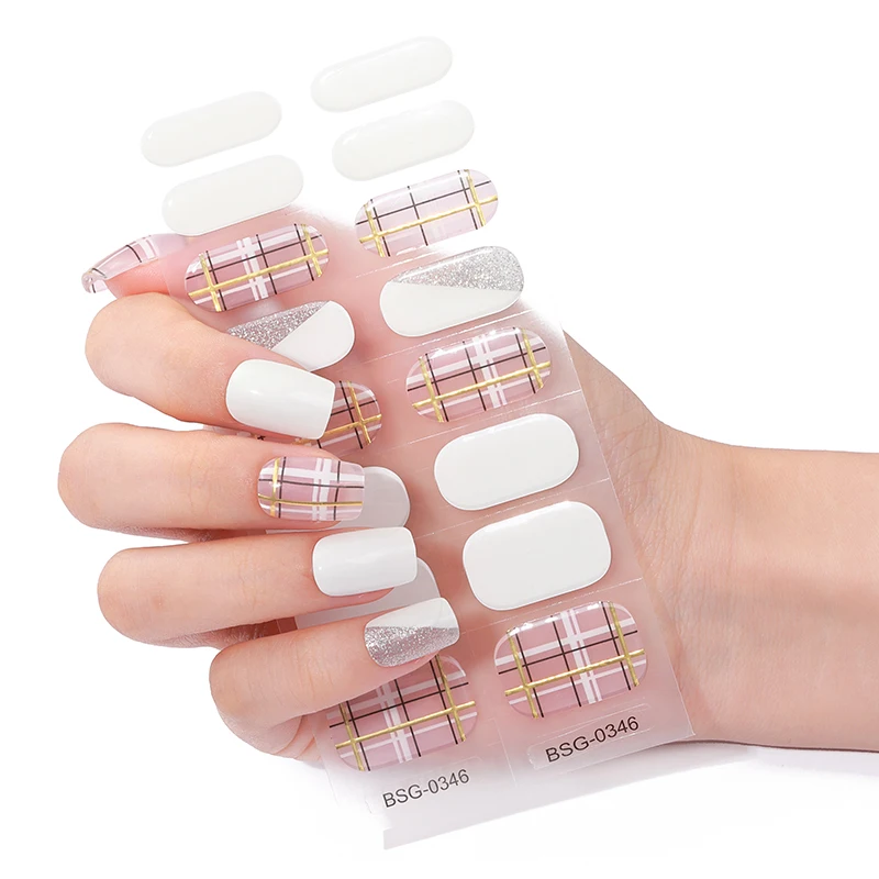 personal branding 100% nail polish High brightness durability Easy Return thick semicured UV Nail gel strip