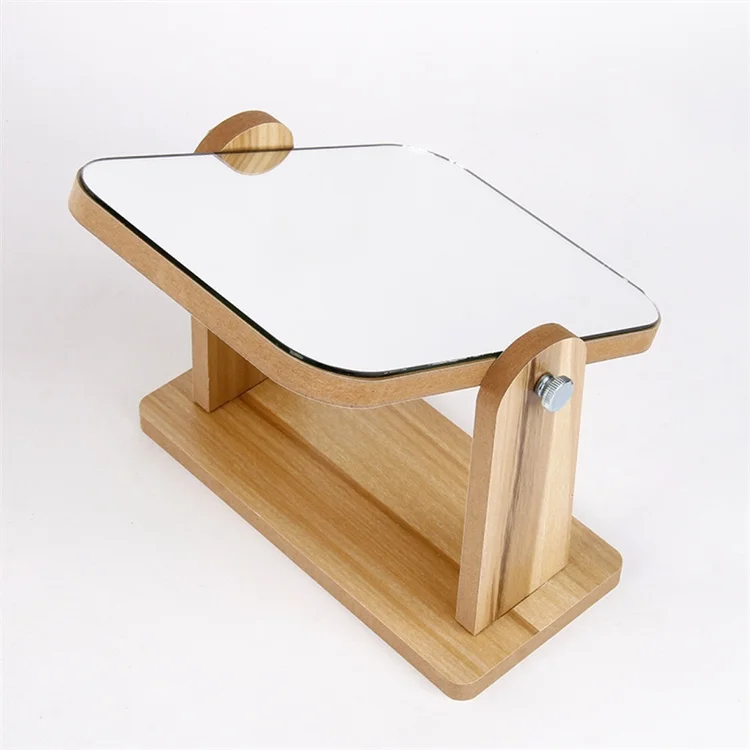 Simple Desktop Solid Wood Makeup Mirror Home Rotatable Dressing Mirroring Office Portable Desktop Mirror
