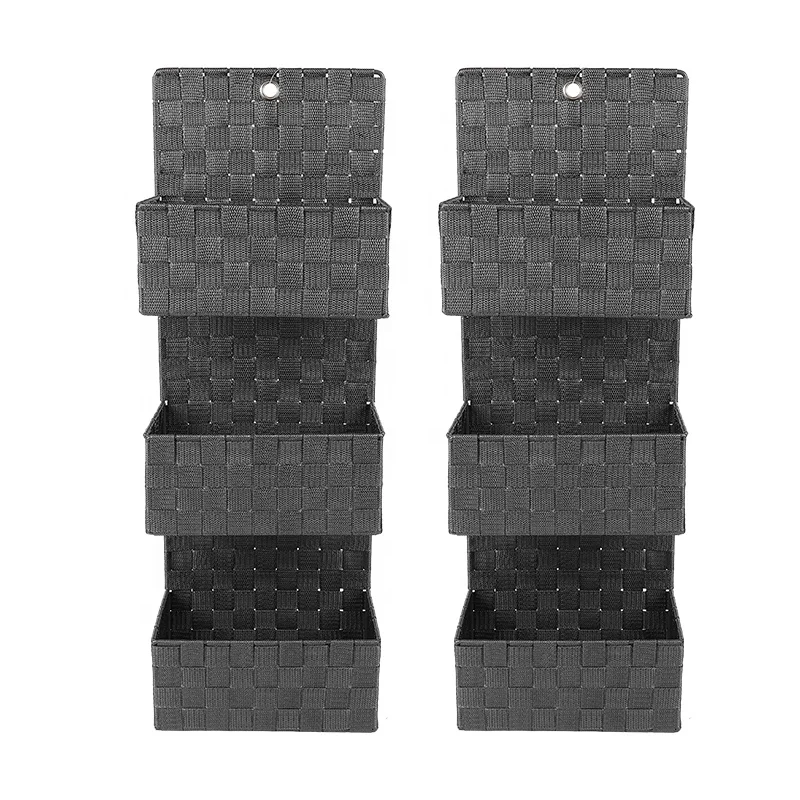 Handicraft Wall Hanging Basket No-Woven PP Nylon Fiber Ribbon Fabric Storage Polypropylene Nylon Strap Woven Storage Basket