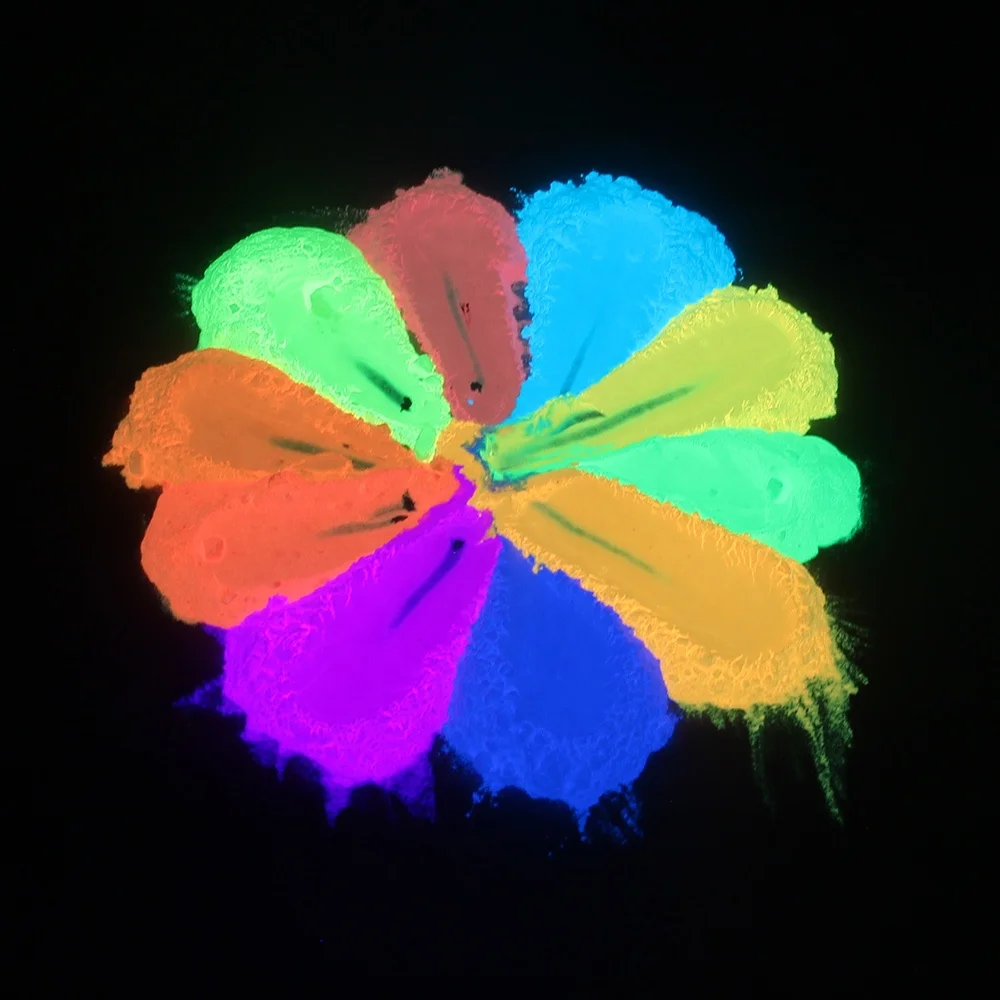 Juliang wholesales 12 colors strontium aluminate photoluminescent pigment glow in the dark pigment powder
