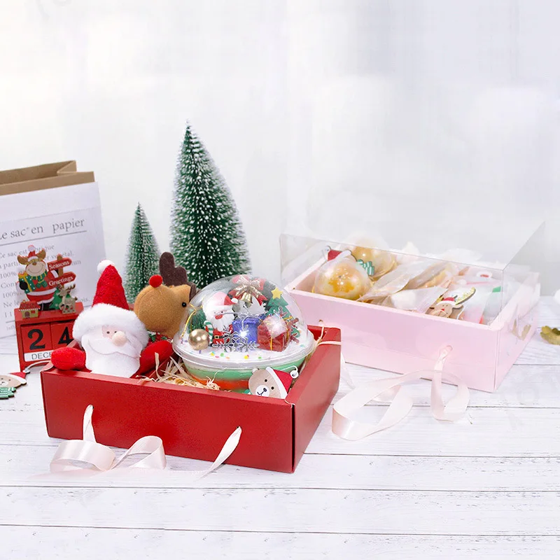 ZL Wholesale Eco Pink Red Luxury Cardboard Paper Wedding Gift Box Packaging With Ribbon And Clear Lid For Christmas New Year