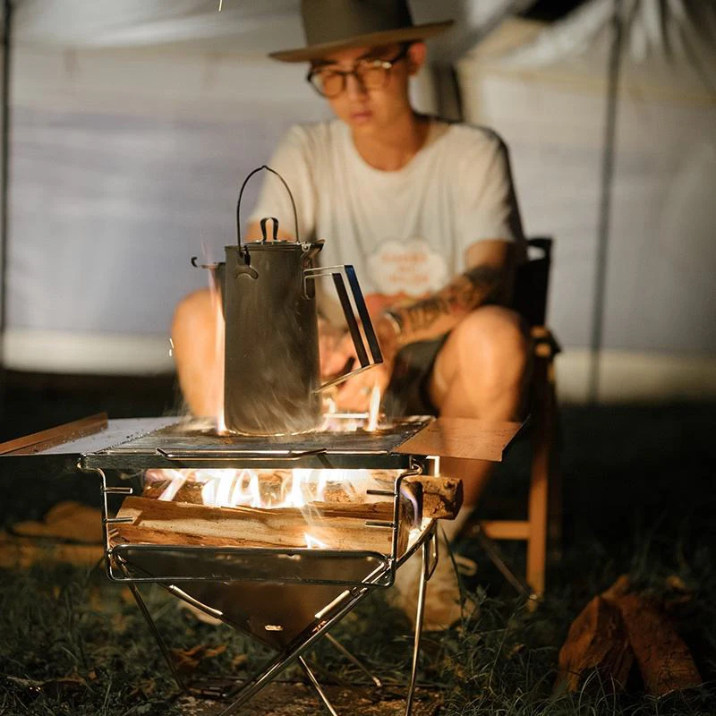 Outdoor Folding fire pit station barbecue wood Portable Outdoor Home Camping Adjustable 2 Layers Aluminum Camping Solo Stove