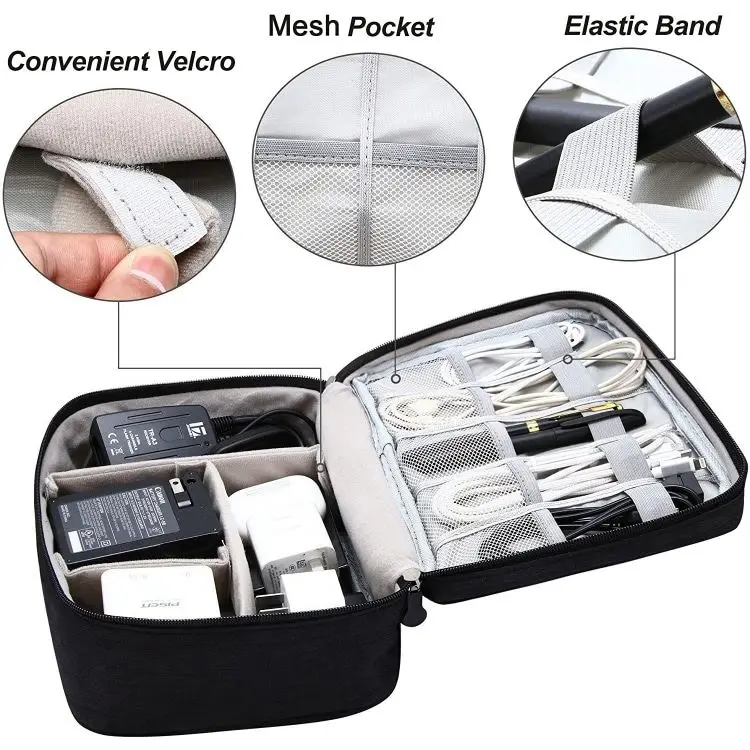 Waterproof Electronics Accessories Bag  Storage Cases for Cable Charger Phone USB SD Card Hard Drives Power Bank Cords
