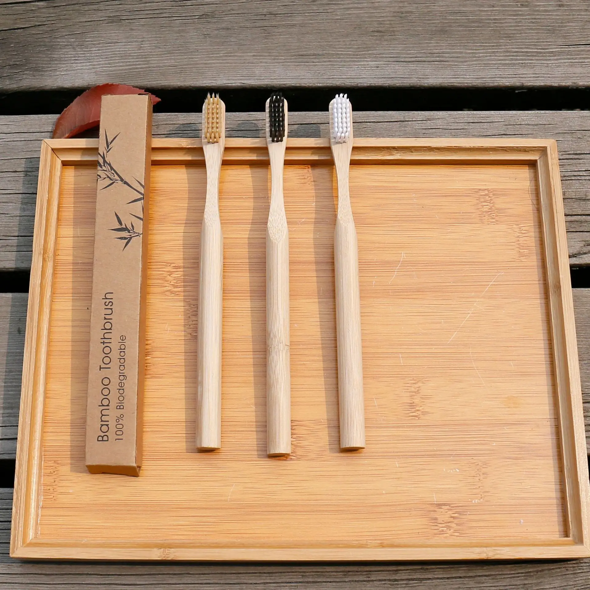 Custom Logo Wholesale Natural Eco Friendly Wooden Toothbrush Gourd Curved Bamboo Handle Soft Bristles Toothbrush