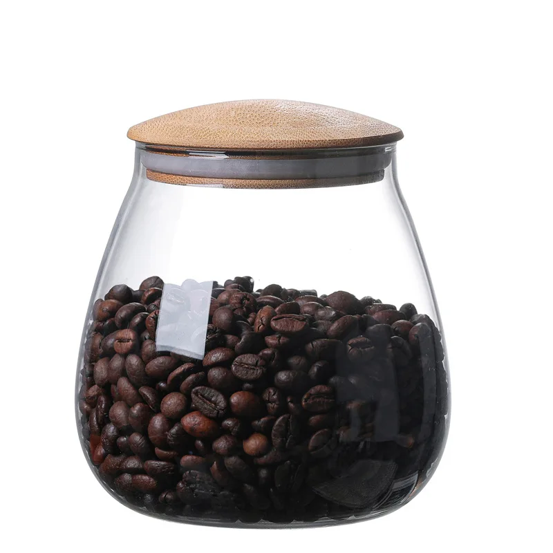 Coffee Container Glass Storage Jar Mushroom-shaped Kitchen Grains Sealed Jar Moisture-proof Coffee Bean Storage Jar Multi-purpos