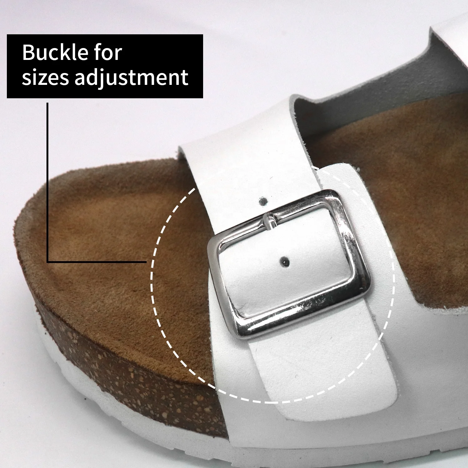 High Quality Summer Women White Sandals Ladies Liquid Outdoor Slippers with Soft Leather Insock Cork Arch Support