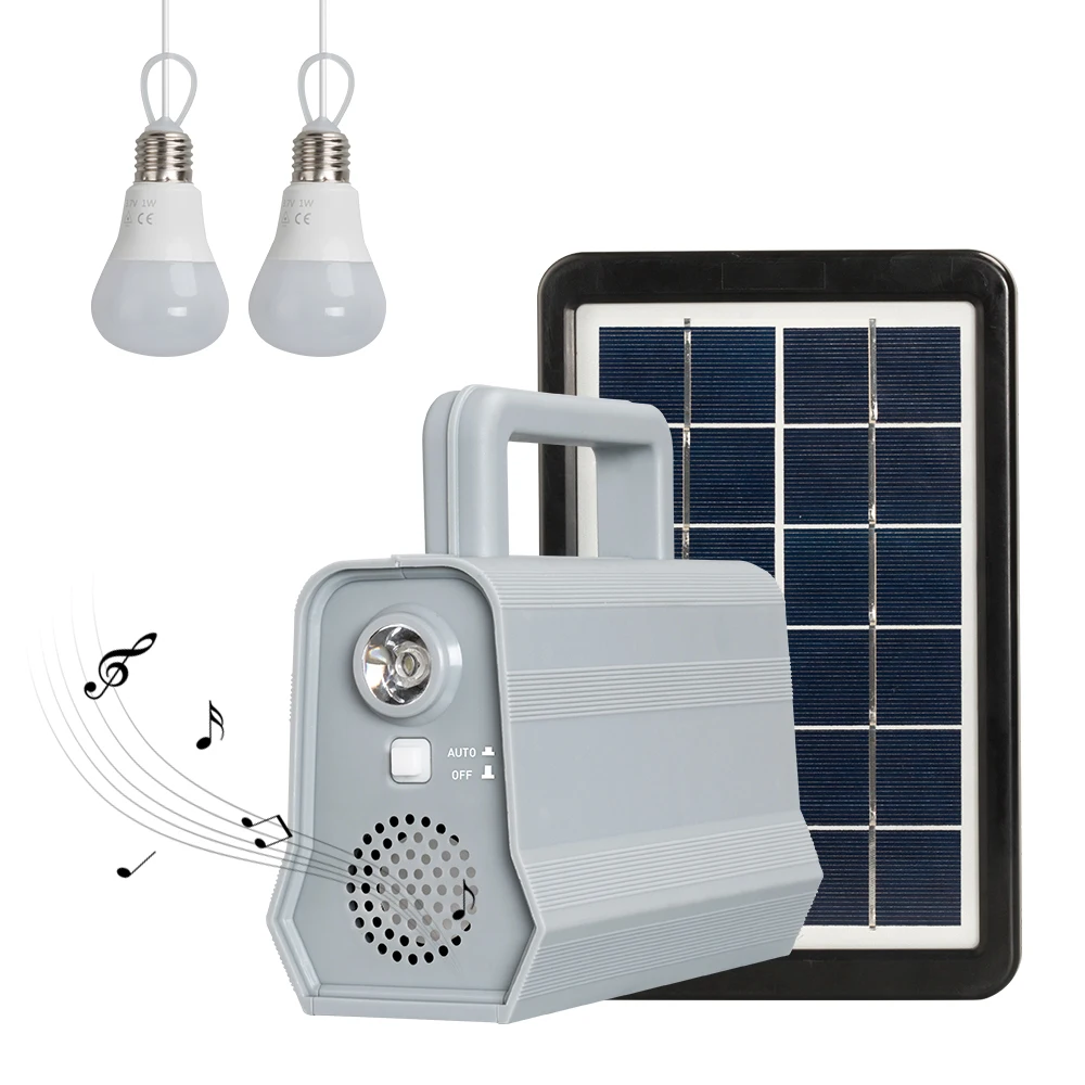Factory Price Portable mini home solar system with music speaker solarenergie systems 2 in 1