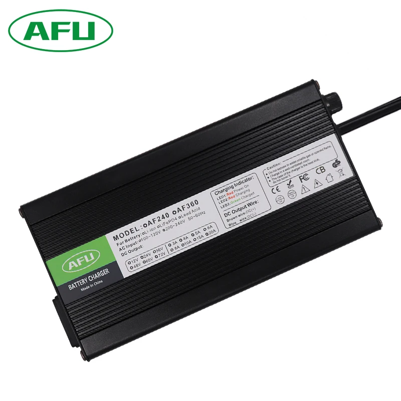 All Aluminum Case 50.4V 4A  Li-ion Battery Charger For Pallet Trucks 12S 44.4V Li-ion Battery 48V Battery Charger