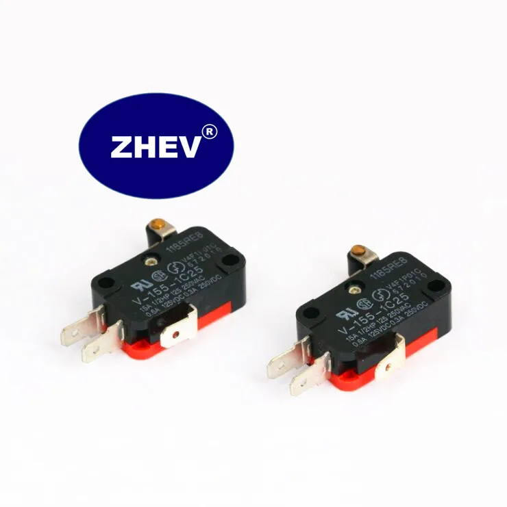 Black V-155-1C25 15A Dual Color 3 Pin Micro Switch With Plastic Button