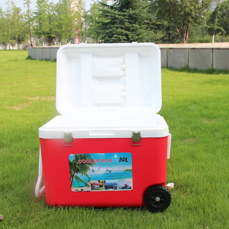 8L 20L 50L EPS Foam Plastic Picnic Ice Box Set Portable Food Beer Cans Cooler Box With Wheel
