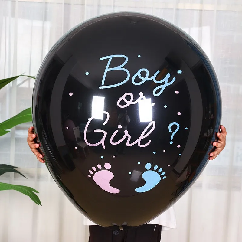 36inch Giant Black Gender Reveal Party Balloons With Confetti Pack Girl or Boy Large Latex Baby Shower Reveal Party Balloons