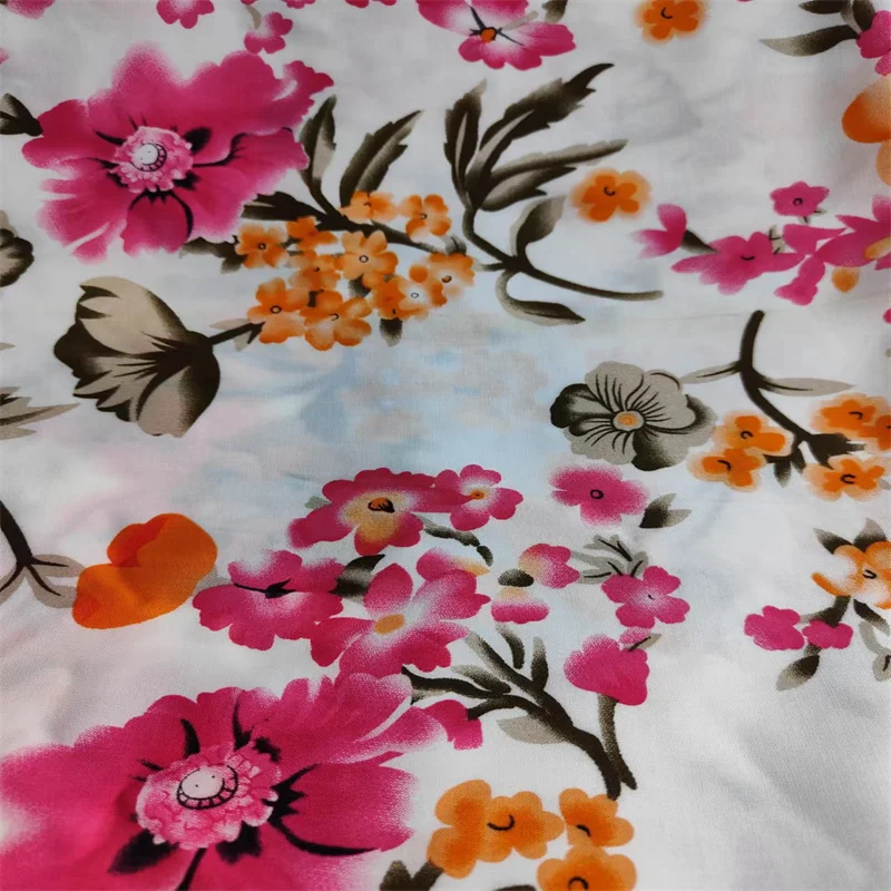 Good quality jersey scar raffia yarn floral rayon fabric to make rayon short shift dress