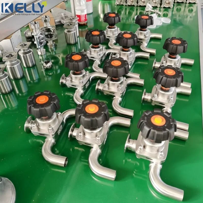 Manual Tri Clamped Diaphragm Valve 316L Stainless Steel Double diaphragm