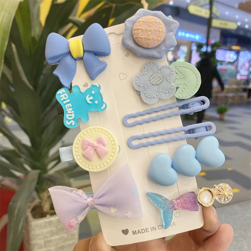 2023 Hot selling kids hairpin set 10pcs cartoon kids hair clips lovely hair clips for girls