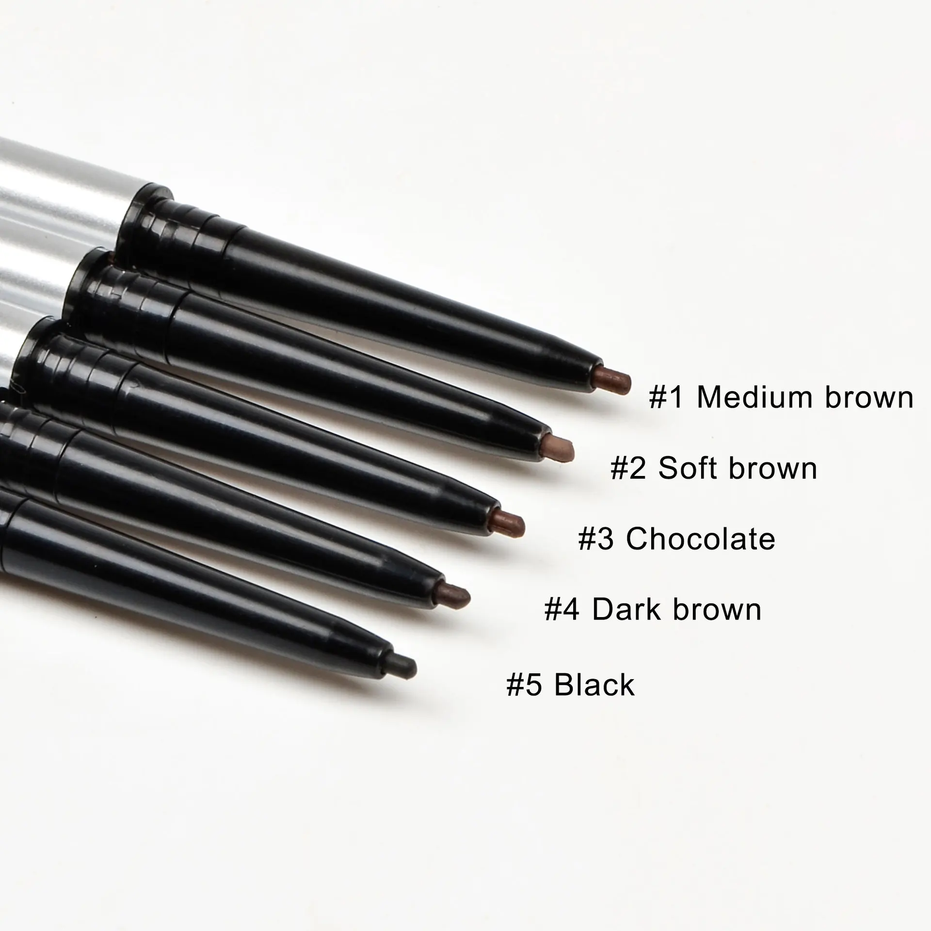2 in 1 Ultra Fine Eyebrow Pencil High Quality Label Custom Logo Silver Eyebrow Brow Pencil With Brush
