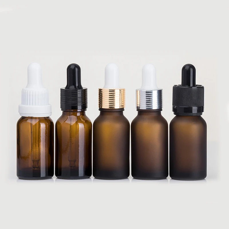 Frosted Glass Serum Bottle with a Dropper Amber Essential Oil 10 ml Pipette Cosmetic Packaging Thick Bottom 30ml Dropper Bottle