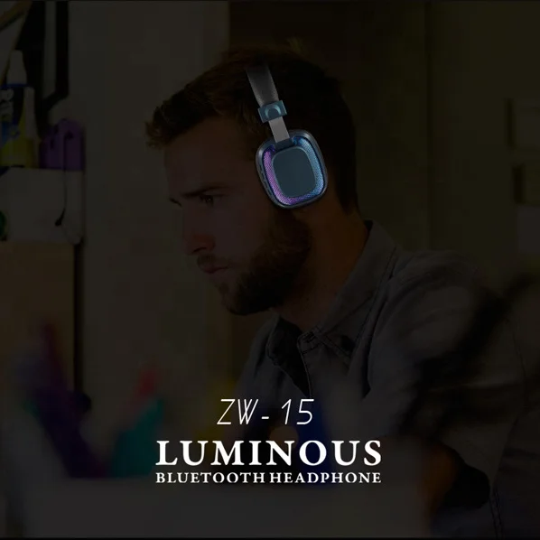 
Luminous Bluetooth Headphone Colorful Light Headset Music Call Wireless Earphones 