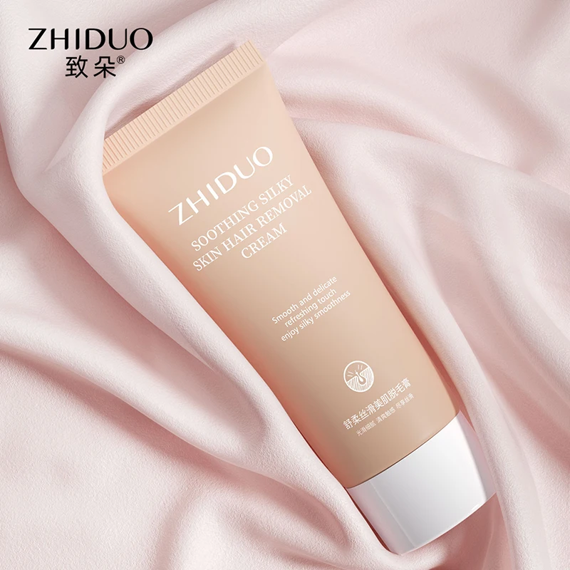 Оптовая продажа частный бренд ZHIDUO успокаивающий шелковистый крем для удаления волос гладкий и деликатный на ощупь наслаждайтесь