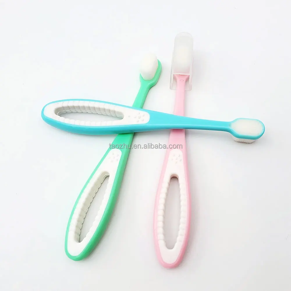 Hollow out plastic handle flat 10000 bristles brush head baby 2~3years oral clean gentle toothbrush no harm to gum