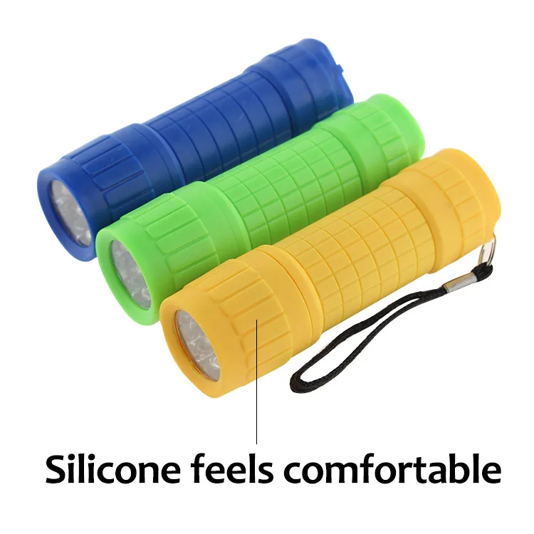 Wholesale Portable 9 LED 3A Battery Mini Pocket ABS plastic Flashlight Torch Light for Camping Hiking Running utility flashlight