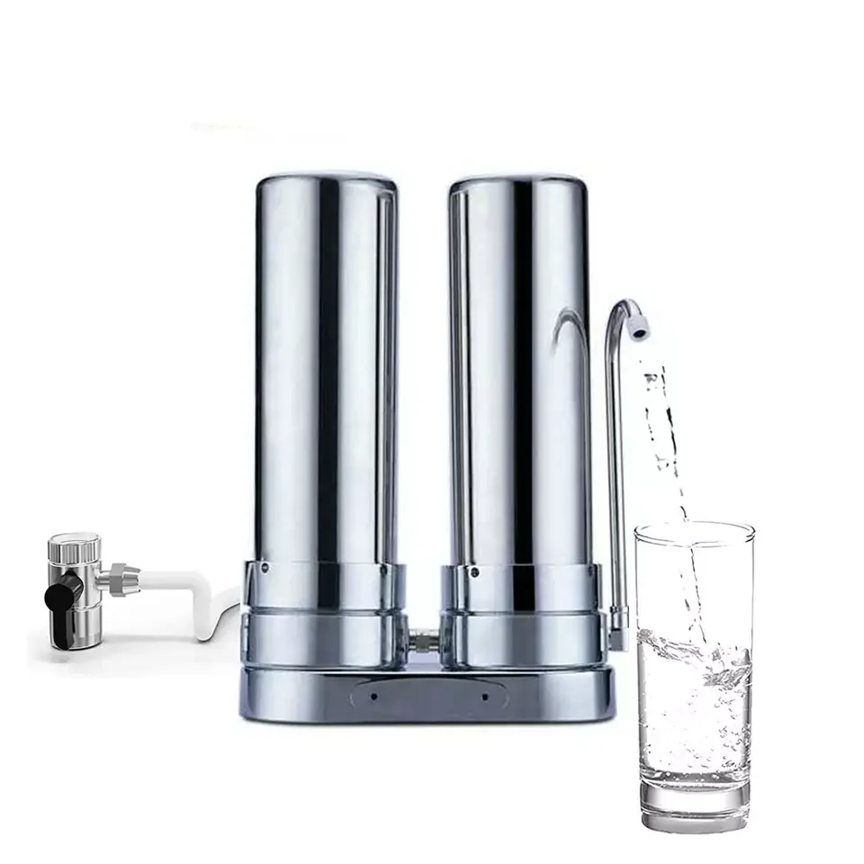 10 inch Two Stages Countertop Stainless Steel Gravity Water Filter Housing