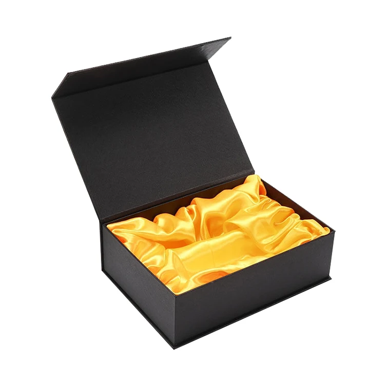 Black Magnetic Paper Wig Boxes Satin Luxury Boites Perruques Custom Logo Hair Bundle Extension Packaging