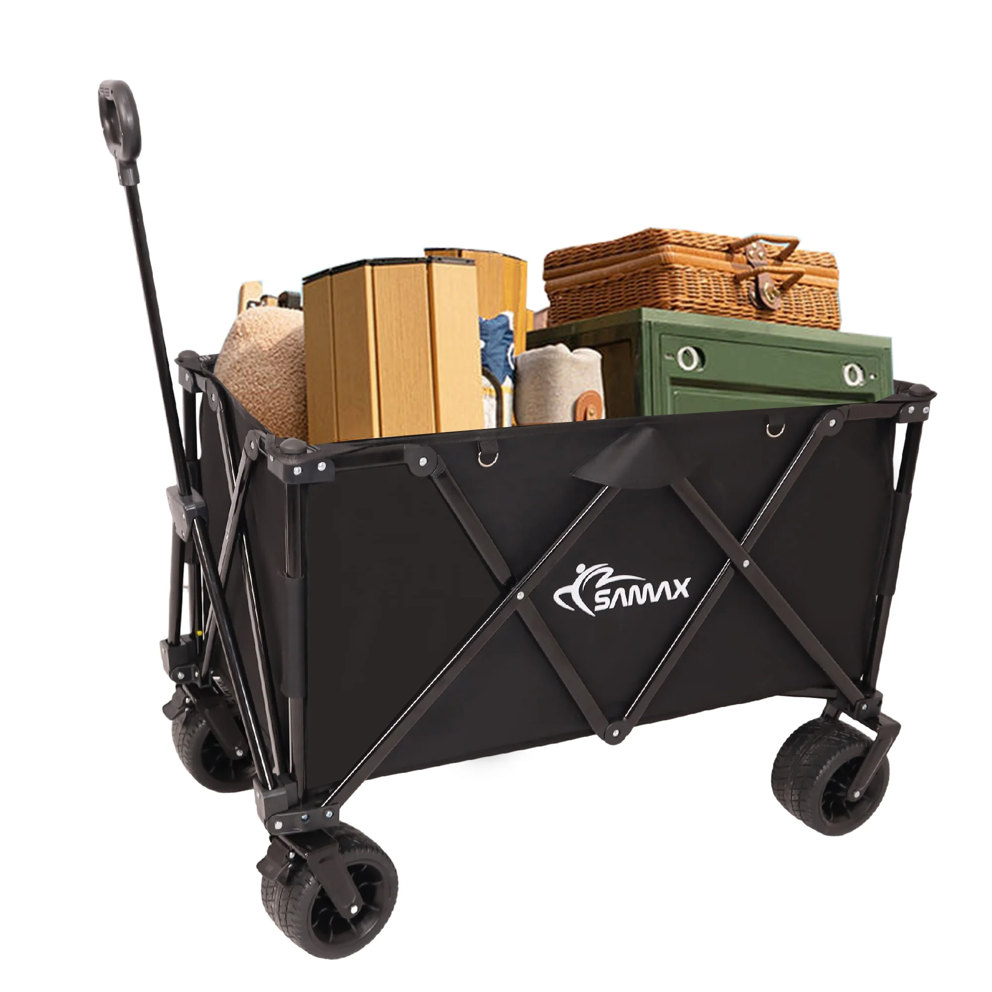 Outdoor Picnic Beach Camping Wagon Foldable Collapsible Utility Cart with Platform Garden Trail Beach Trail Outdoor Adventures