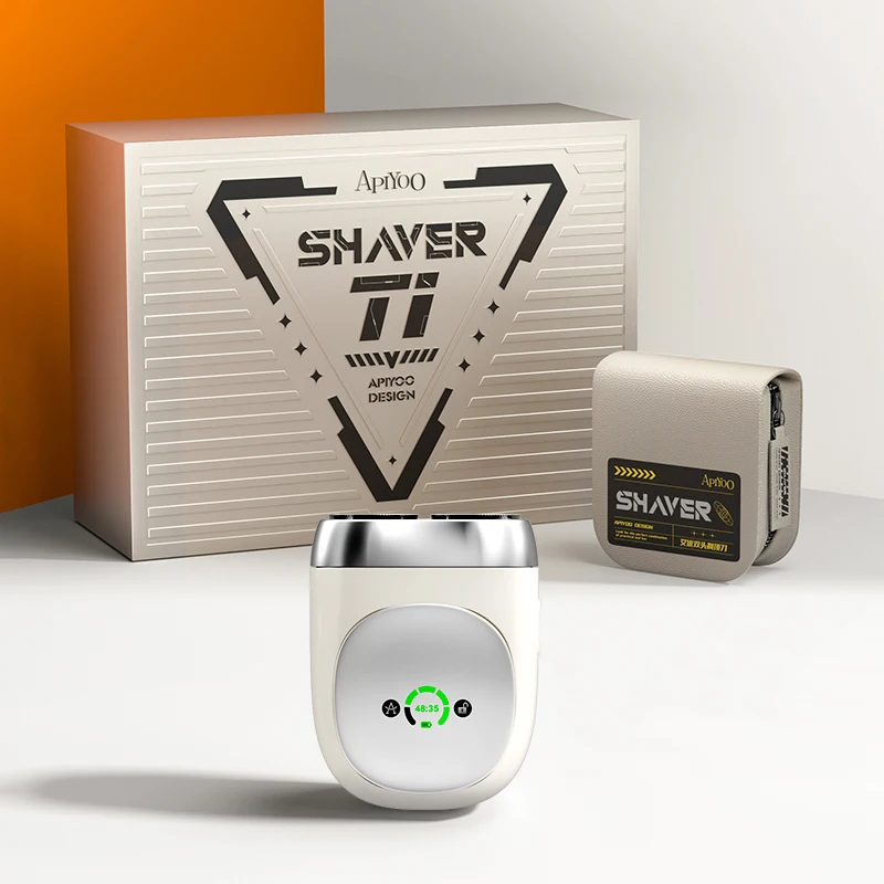 Adult Pocket size Travel portable Double-head Sensor Switch Interlligent Electric Razor with Screen Display leather bag