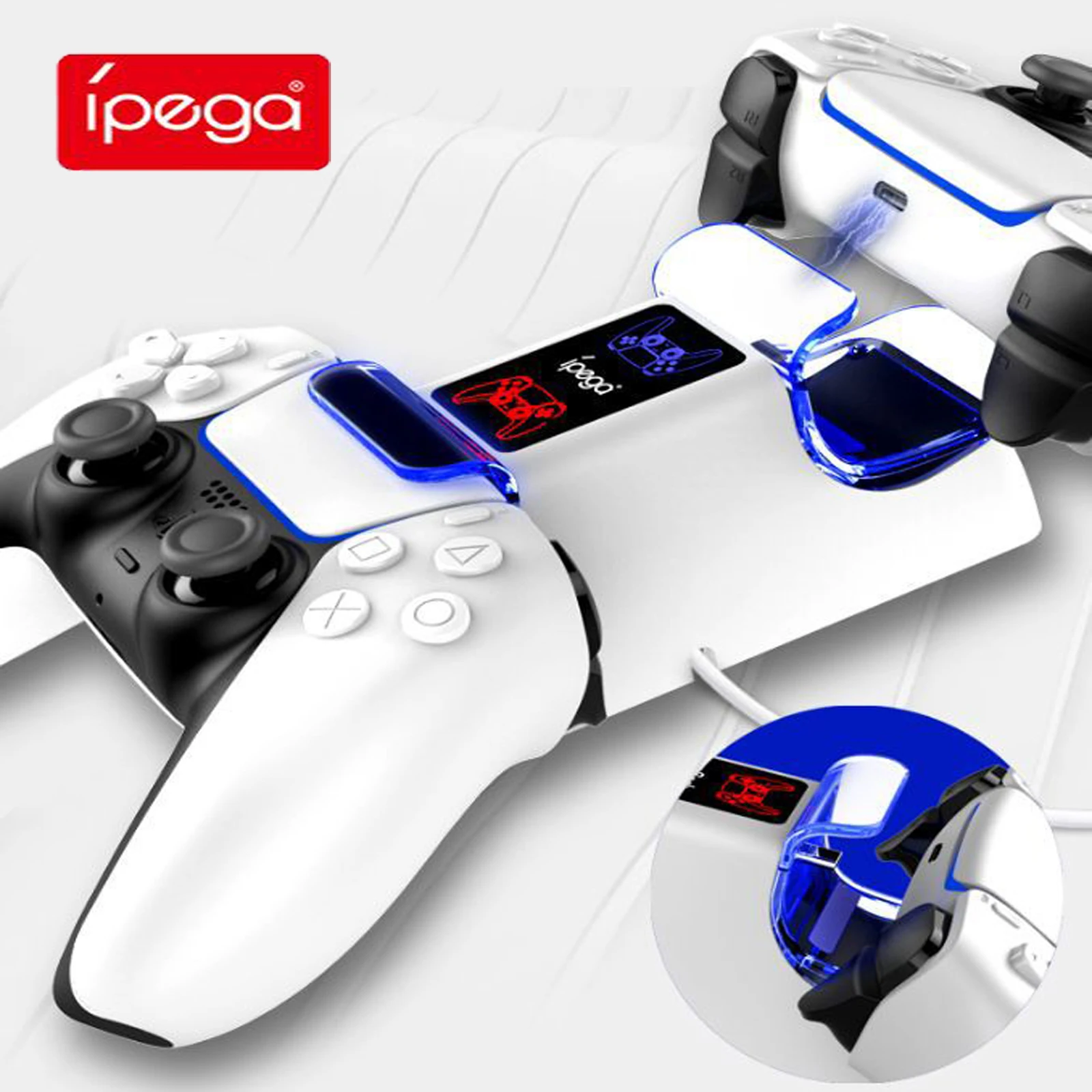 Ipega PG-P5003 Game Controller Charging Base Charger Dock for PS5 Gamepad Wireless Dual Charging Base Retro Video Accessories