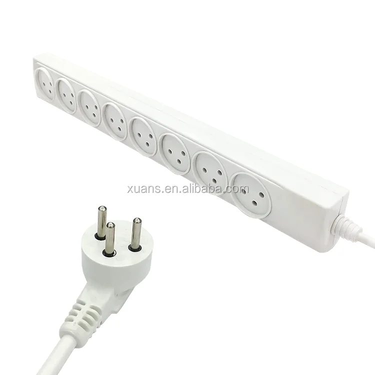 
SII standard Israel 8 outlet power strip 16A 250V extension socket with Israel plug for home office 