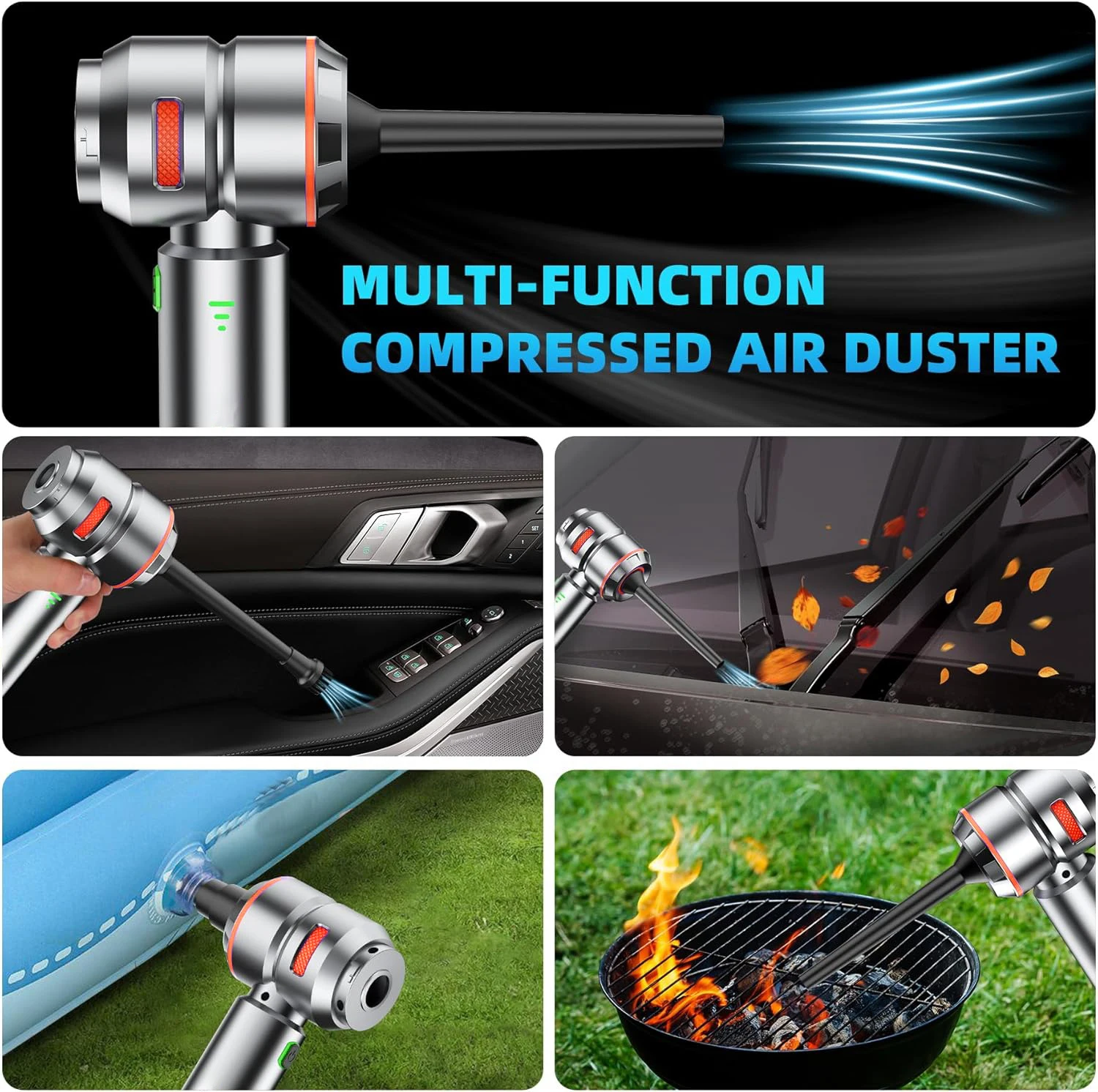 15kpa Brushless Motor Cordless Vacuum Cleaner Powerful Type C Fast Charging 3 Gear Car Vacuum Cleaner Compressed Air Duster