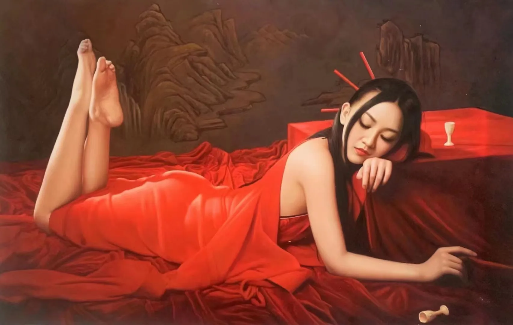 Wall Art Picture Abstract Canvas Oil Painting Modern Custom Gold Abstract Portrait Oil Painting On Canvas