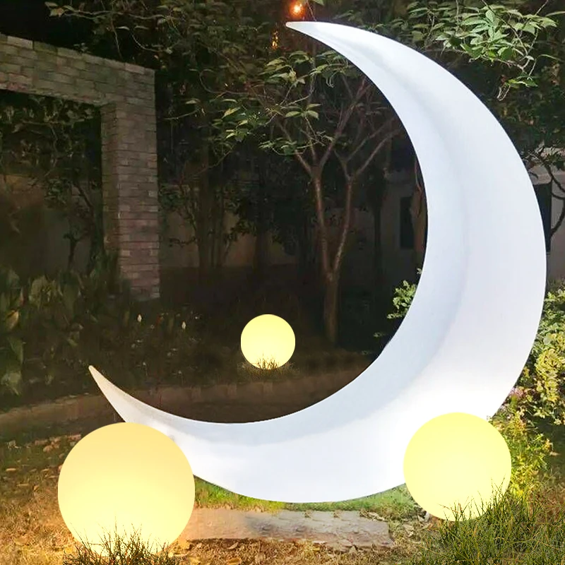 
PE LED Outdoor Waterproof Garden Park Decoration Led Half Moon Mezza Luna Led Landscape Illuminated Light Lamp Lighting 