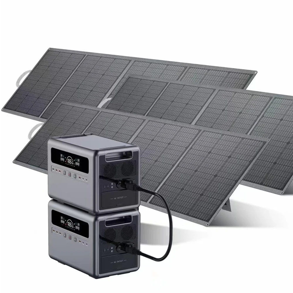 USA EU Warehouse 110V 220V 2400W 4800W 7200W 9600W Stacked Solar Portable Power Station Emergency Power Bank For Outdoor Camping