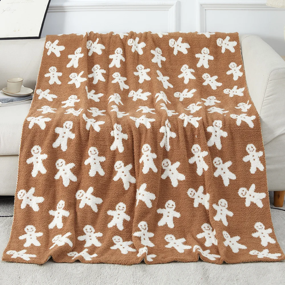 Christmas Style Soft Cozy Plush Fleece Throw Blanket Trendy Bow Pattern Knitted Indoor Outdoor Travel Blankets
