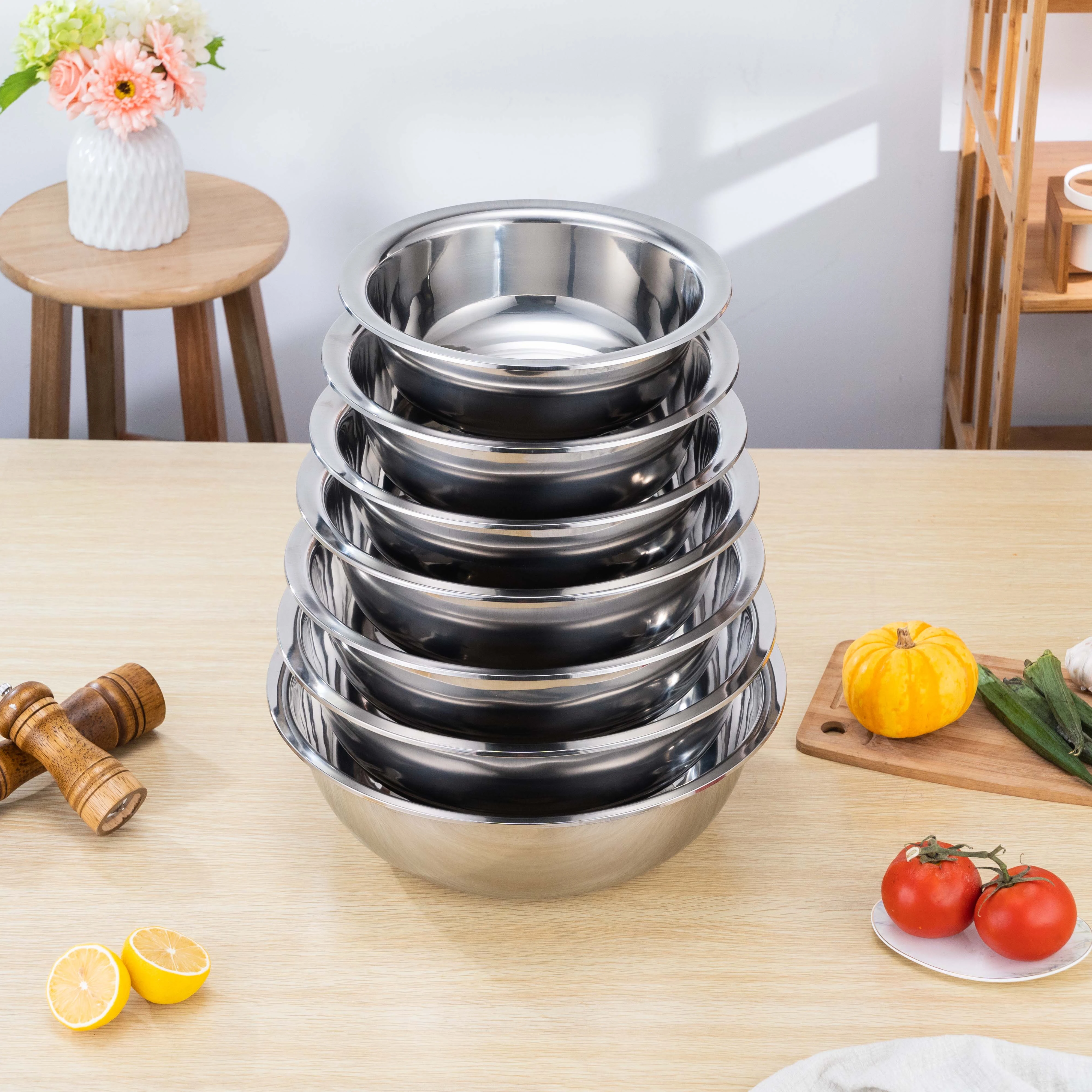 Wholesale Mixing Bowl Kitchenware Stainless Steel Mixing Deep Salad Bowl Set Washing Vegetables And Fruit Basin