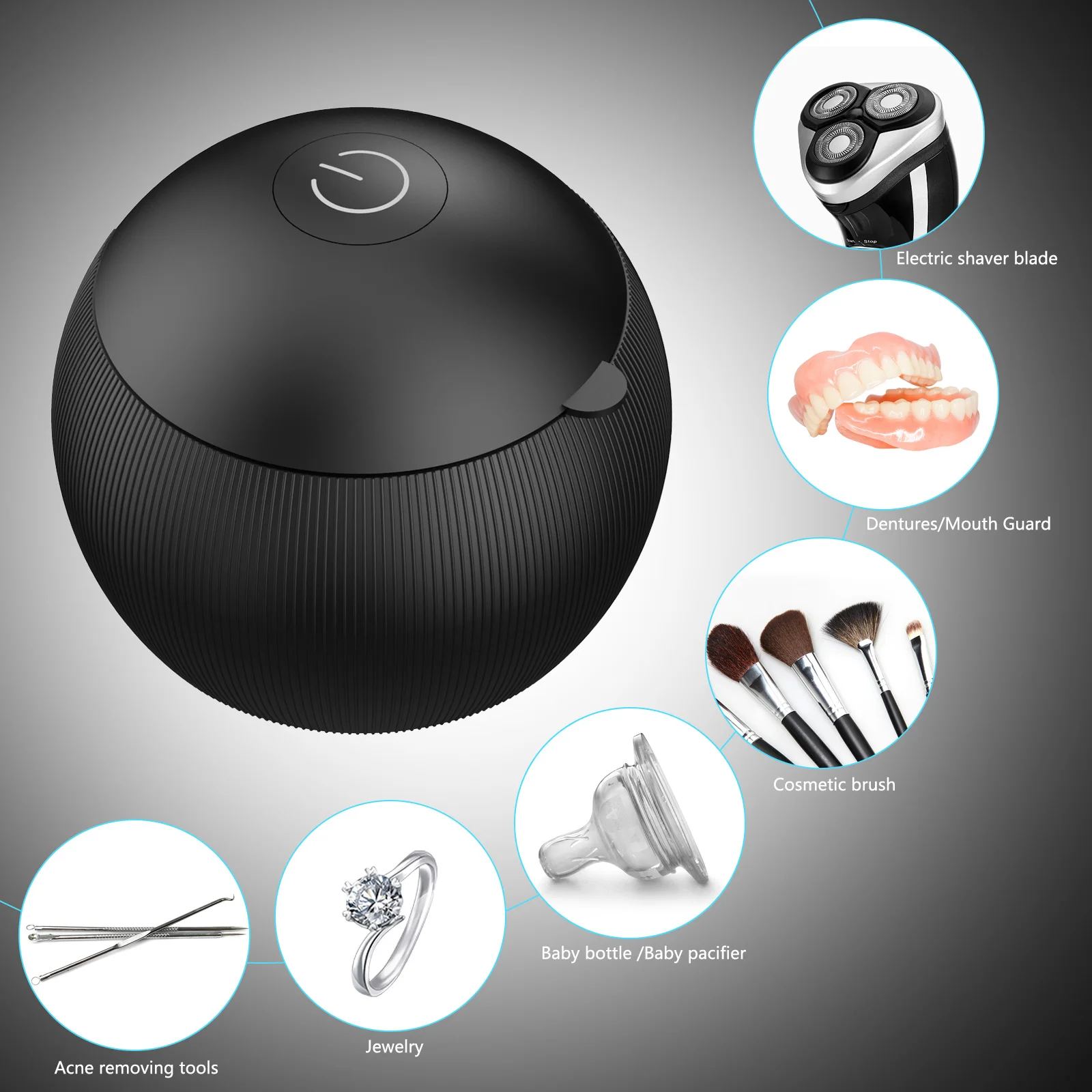 Персональный OEM мини-бытовой Прозрачный Фиксатор для зубных протезов, ультразвуковой очиститель ювелирных изделий