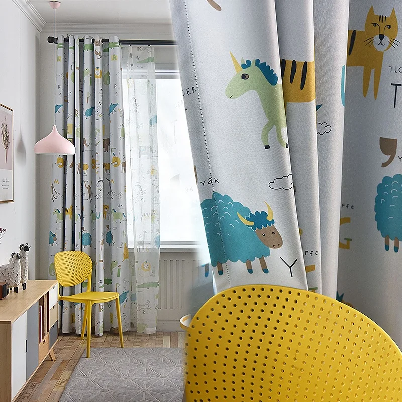 Factory Wholesale Curtain For Kids Bedroom Cute Animal Kids Curtains Blackout For Home