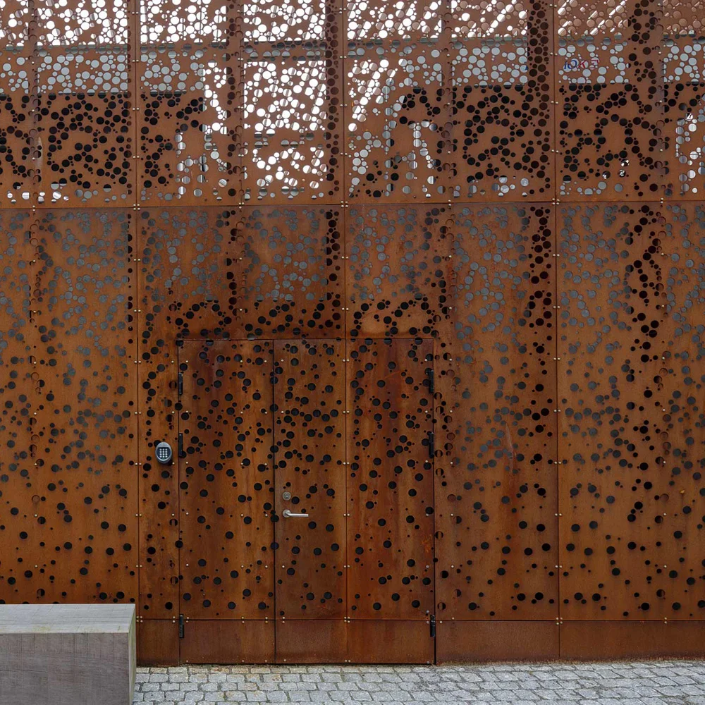 Laser cut corten steel perforated curtain wall cladding natural rust decorative cladding panels for hotels projects