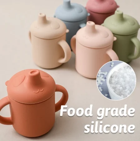 Baby Feeding Cups BPA Free Silicon Fashion Baby Drinkware Sippy Cups For Toddlers & Kids With Silicone Panda Pacifier