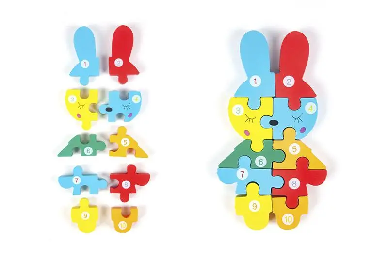 Wooden Cartoon 3D Dinosaur Animal Car Jigsaw Puzzle Board Games Toddler Early Educational Montessori Toys For Kids Boys Girls